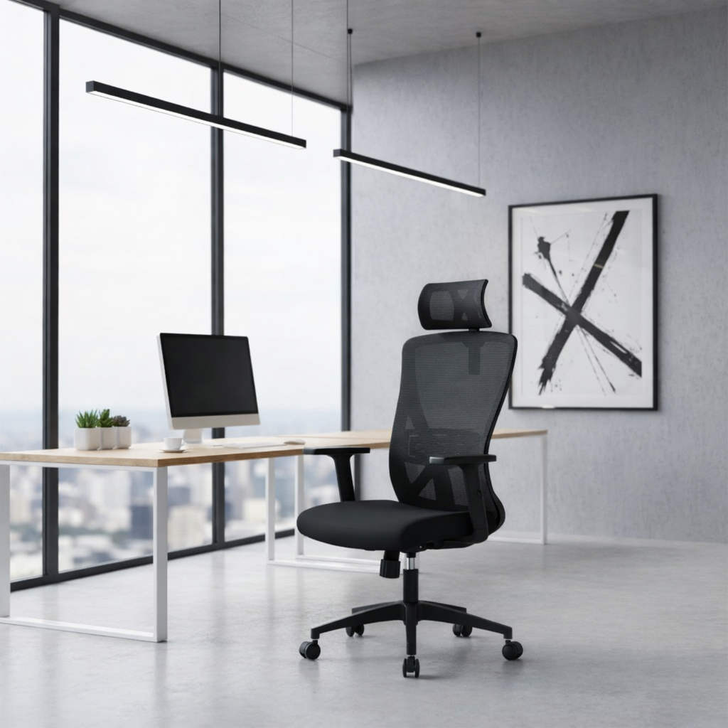 Chaise de Bureau Ergonomique à Support Lombaire Réglable – Office C-970